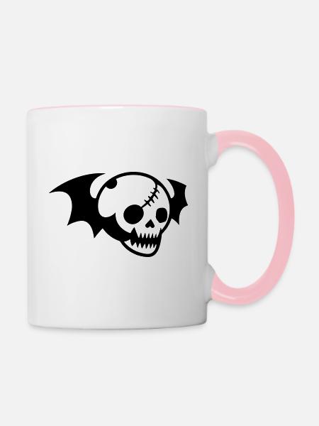 Schädel - Tasse zweifarbig - Weiß/Pink