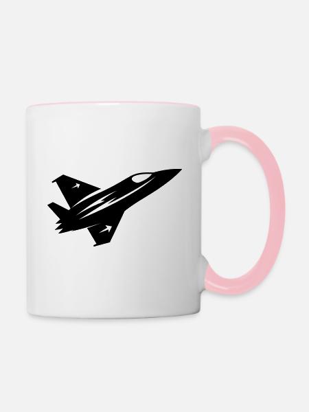 Kampfjet - Tasse zweifarbig - Weiß/Pink