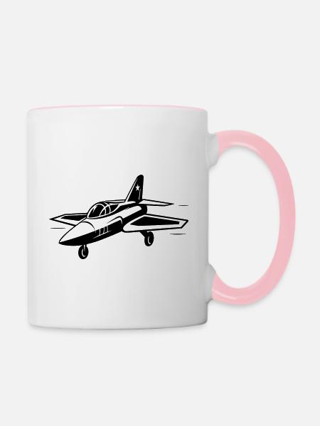 Kampfjet - Tasse zweifarbig - Weiß/Pink