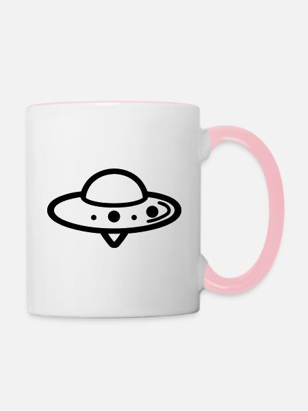 fliegende Untertasse - Tasse zweifarbig - Weiß/Pink