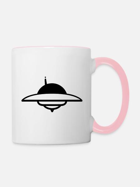 fliegende Untertasse - Tasse zweifarbig - Weiß/Pink