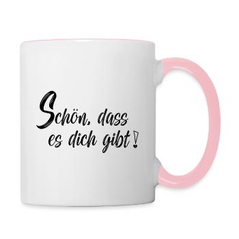 Schön dass es dich gibt - Tasse zweifarbig - Weiß/Pink - Rechts