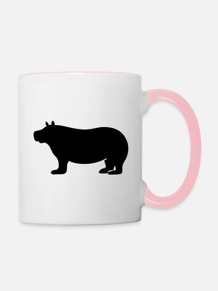 Nilpferd - Tasse zweifarbig - Weiß/Pink