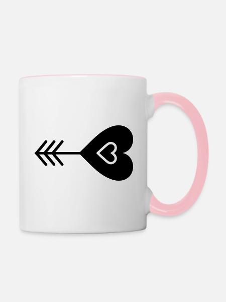 Herz-Pfeil - Tasse zweifarbig - Weiß/Pink