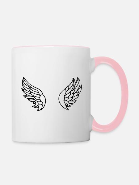 Engelsflügel - Tasse zweifarbig - Weiß/Pink