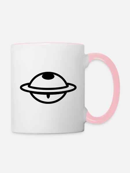 fliegende Untertasse - Tasse zweifarbig - Weiß/Pink