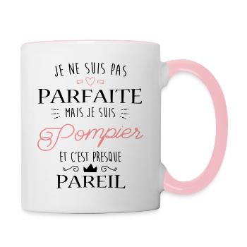 Pompier parfaite - Mug contrasté - blanc/rose - Droite