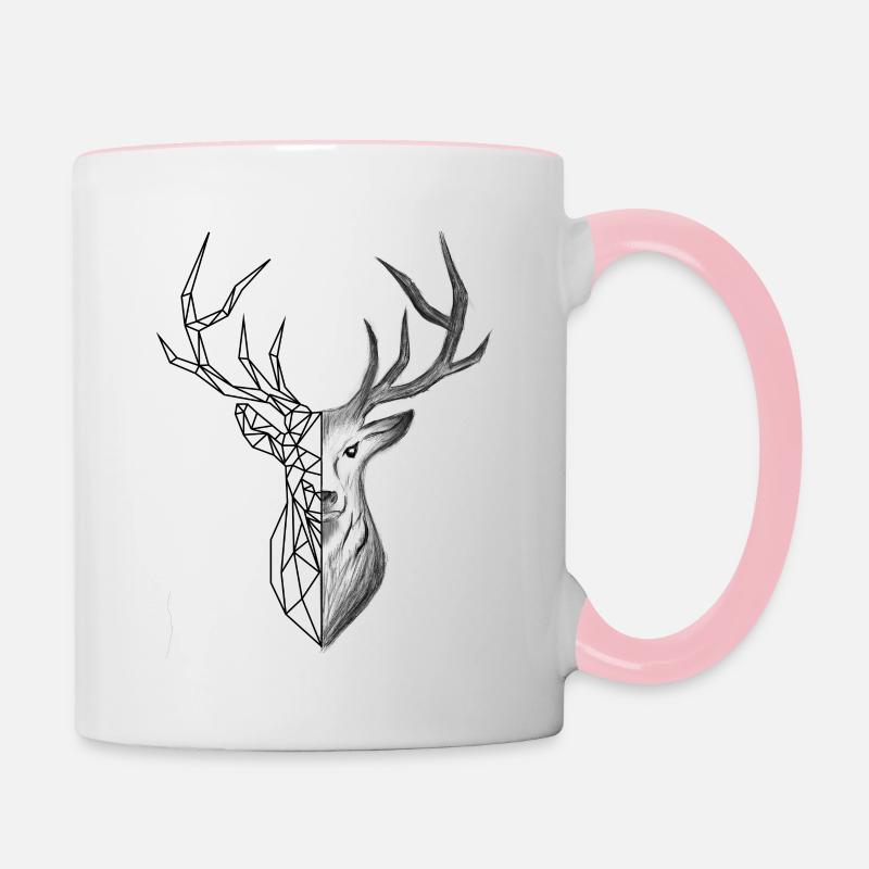 Cerf géométrique - Mug contrasté - blanc/rose