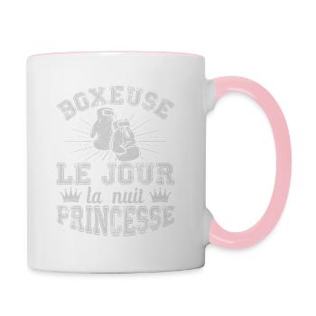 Boxeuse Le Jour La Nuit Princesse - Mug contrasté - blanc/rose - Droite