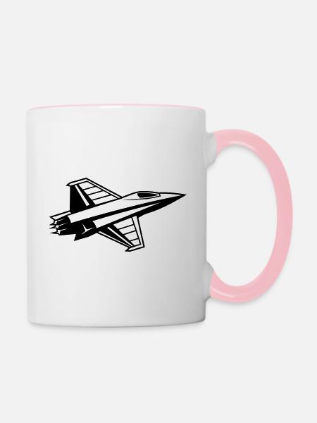 Kampfjet - Tasse zweifarbig - Weiß/Pink