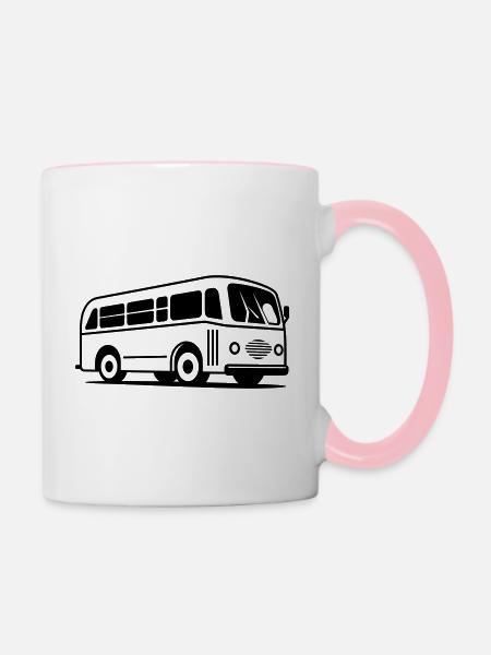Bus - Tasse zweifarbig - Weiß/Pink