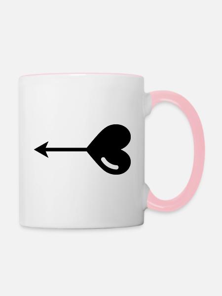 Herz-Pfeil - Tasse zweifarbig - Weiß/Pink