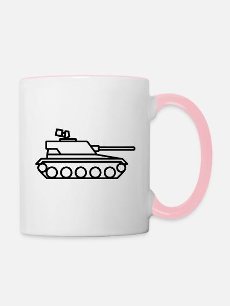 Panzer - Tasse zweifarbig - Weiß/Pink