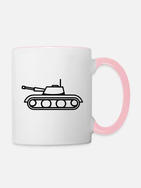 Panzer - Tasse zweifarbig - Weiß/Pink