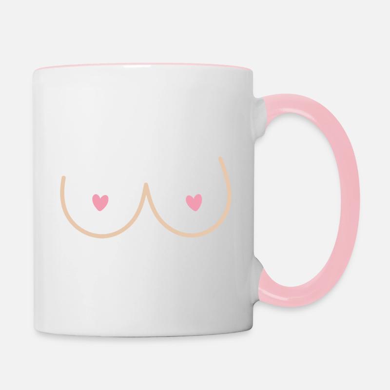 boobs nude - Mug contrasté - blanc/rose