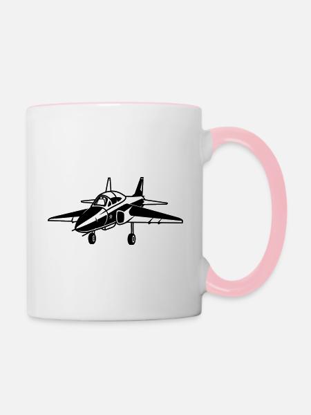 Kampfjet - Tasse zweifarbig - Weiß/Pink