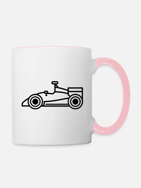 F1-Rennwagen - Tasse zweifarbig - Weiß/Pink