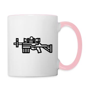 Scharfschützen-Schrotflinte - Tasse zweifarbig - Weiß/Pink - Rechts