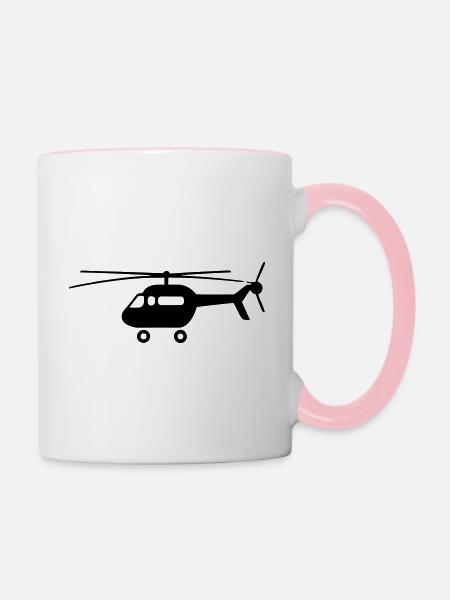Hubschrauber - Tasse zweifarbig - Weiß/Pink