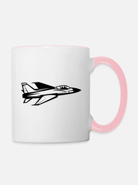 Kampfflugzeug - Tasse zweifarbig - Weiß/Pink