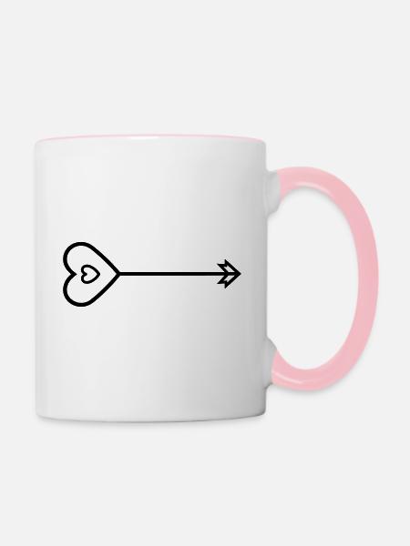 Herz-Pfeil - Tasse zweifarbig - Weiß/Pink