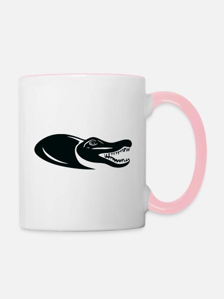 Krokodil - Tasse zweifarbig - Weiß/Pink
