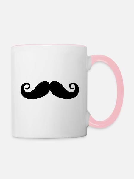 Schnurrbart - Tasse zweifarbig - Weiß/Pink