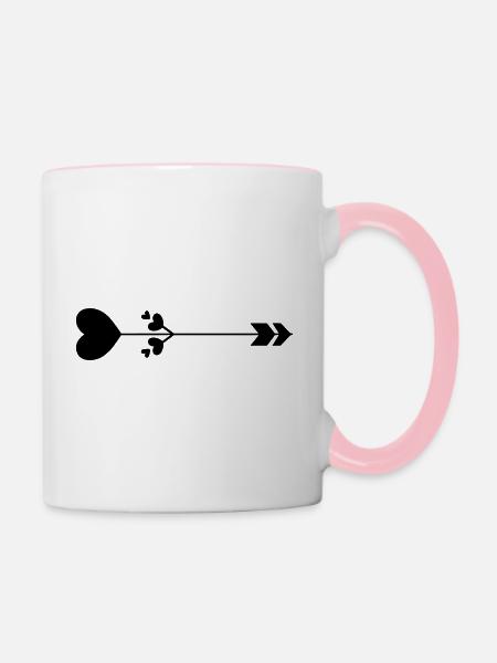 Herz-Pfeil - Tasse zweifarbig - Weiß/Pink