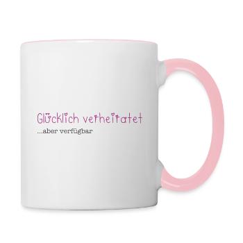 Glücklich Verheiratet aber verfügbar - Tasse zweifarbig - Weiß/Pink - Rechts
