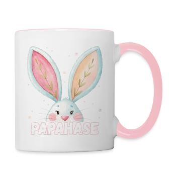 Papa Bunny Papa Pet Name - Contrasting Mug - white/pink - Right