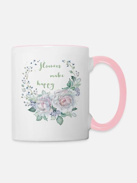 flowers - Tasse zweifarbig - Weiß/Pink