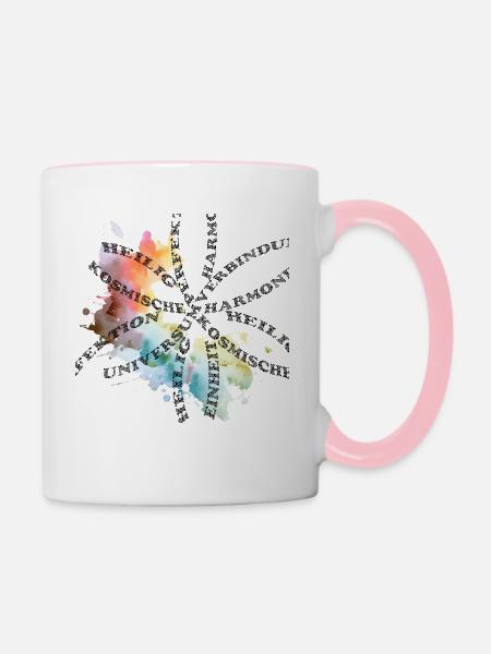 Blumen des Lebens Wasserfarbe - Tasse zweifarbig - Weiß/Pink