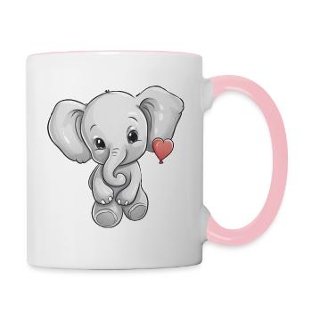 Elephant with heart - Contrasting Mug - white/pink - Right