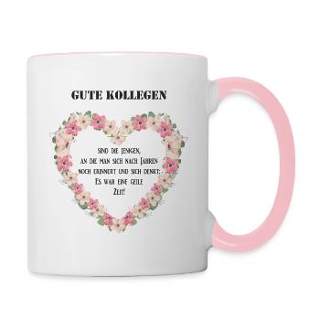 Gute Kollegen - Tasse zweifarbig - Weiß/Pink - Rechts