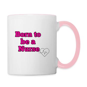Née pour être infirmière - Mug contrasté - blanc/rose - Droite
