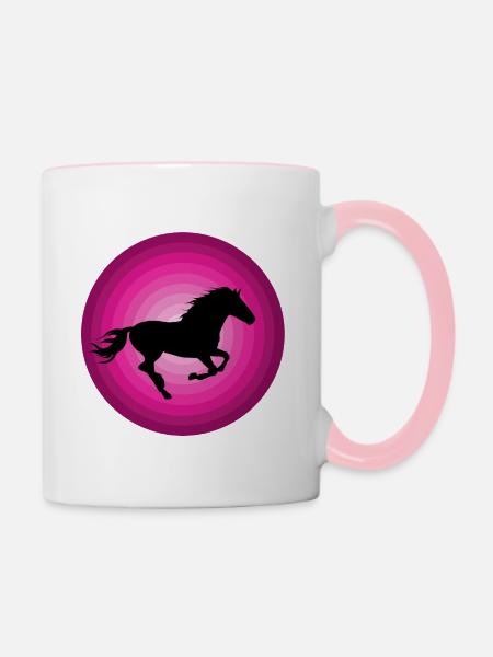 Pferde - Tasse zweifarbig - Weiß/Pink