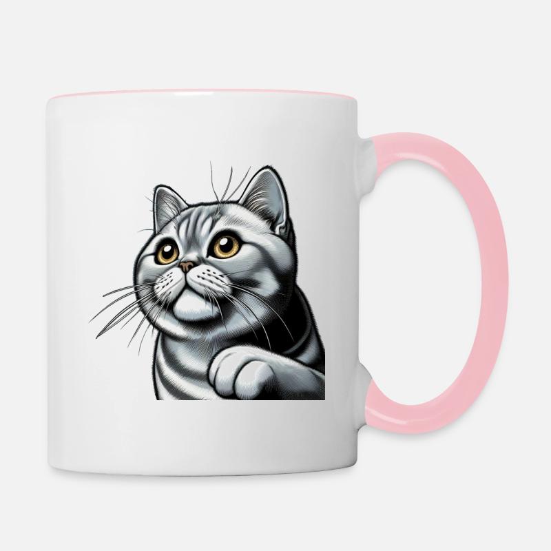 BKH Silver Tabby Comic - Tasse zweifarbig - Weiß/Pink