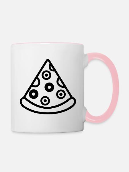 Pizzastück - Tasse zweifarbig - Weiß/Pink
