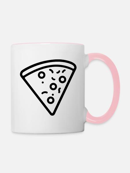 Pizzastück - Tasse zweifarbig - Weiß/Pink