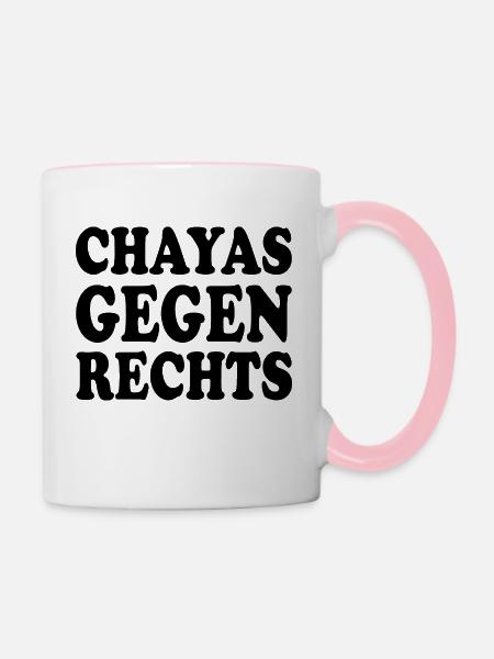 chayas gegen rechts - Tasse zweifarbig - Weiß/Pink