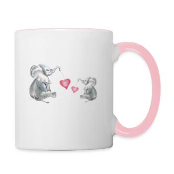 ELEPHANT with heart - Contrasting Mug - white/pink - Right