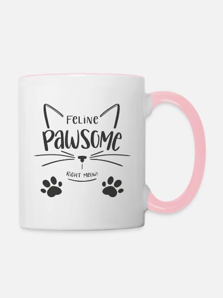 Feline Pawsome - Tasse zweifarbig - Weiß/Pink