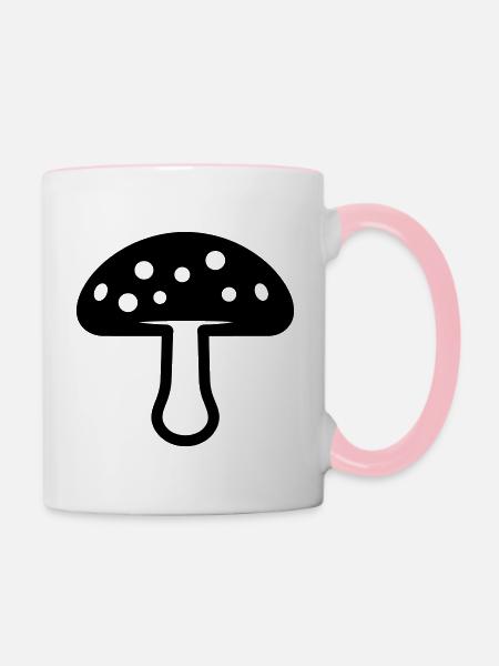 Pilz - Tasse zweifarbig - Weiß/Pink
