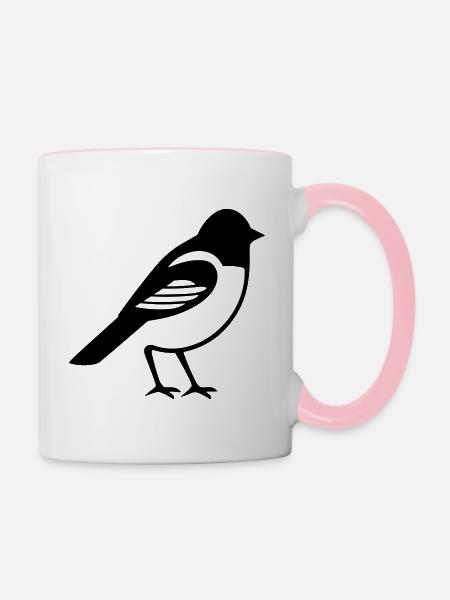 Vögelchen - Tasse zweifarbig - Weiß/Pink