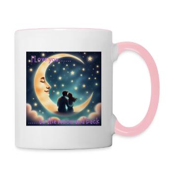 Amour à la lune - Mug contrasté - blanc/rose - Droite