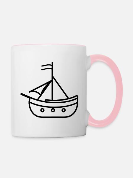 Piratenschiff - Tasse zweifarbig - Weiß/Pink