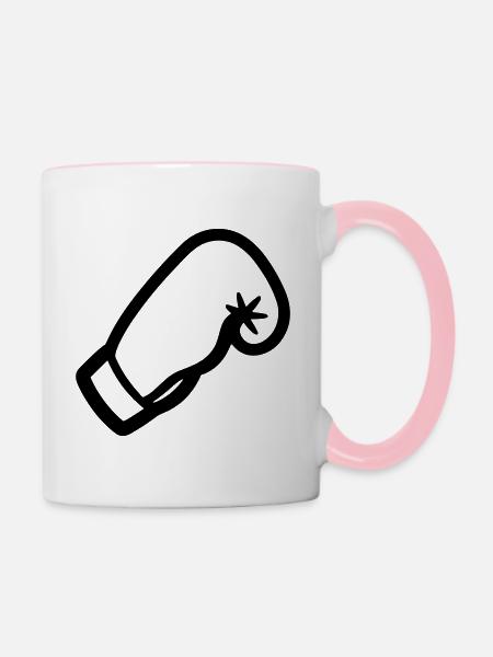 Boxhandschuh - Tasse zweifarbig - Weiß/Pink