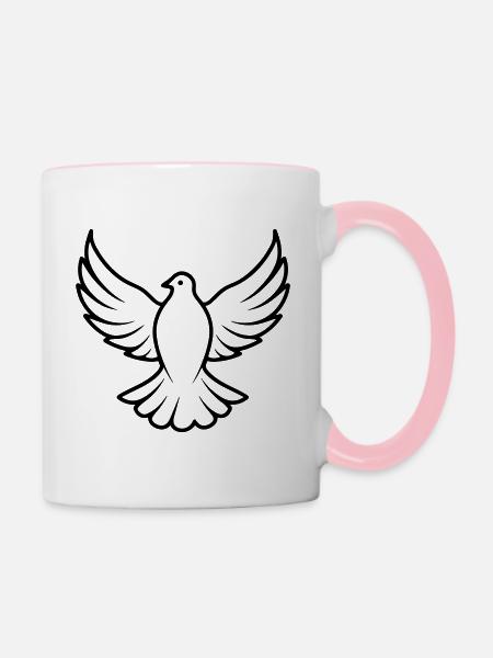 Taube - Tasse zweifarbig - Weiß/Pink
