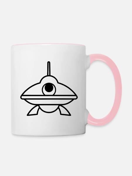 fliegende Untertasse - Tasse zweifarbig - Weiß/Pink