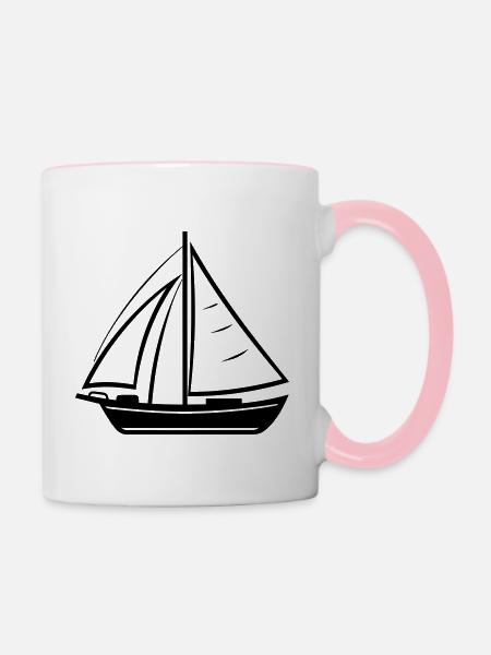 Segelboot - Tasse zweifarbig - Weiß/Pink